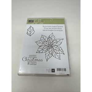 Stampin' Up! JOYFUL CHRISTMAS 4 Pc Stamp Set Poinsettia‎ Holiday 1318805